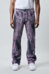 Pantalones vaqueros acampanados M.SOCIETY para hombre con efecto quemado MS-80366 ROSA BEBÉ